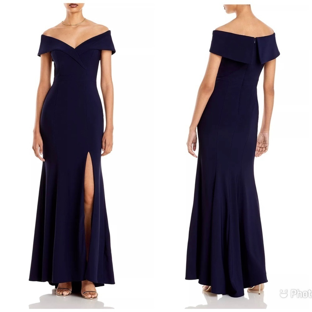 Aqua Formal Off The Shoulder Gown Blue Front Slit Maxi Sz 6 970X‎
